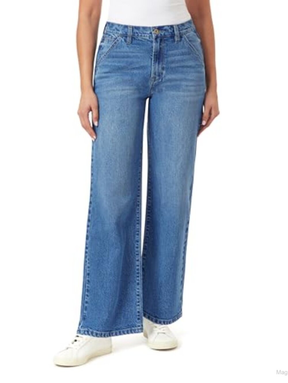 High Rise Relaxed Straight Jeans 30-Inch Inseam Medium Stretch 5-Pocket